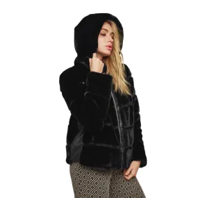 Rino & Pelle Aza Faux Fur Jacket Black With Hood