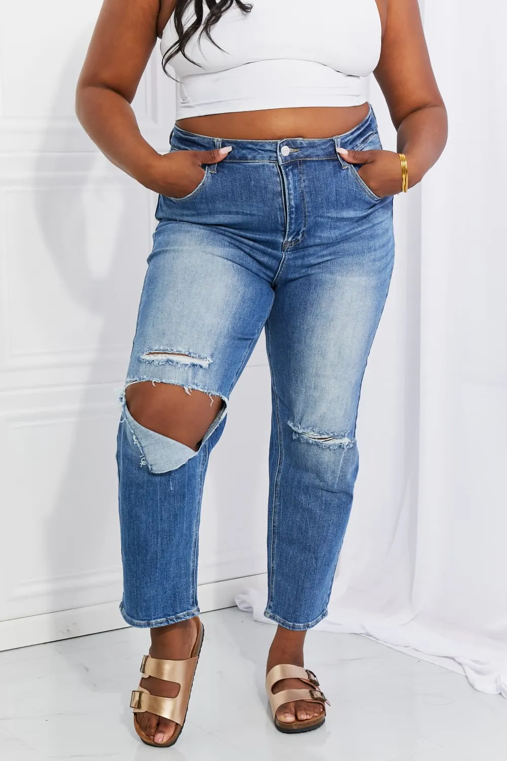 RISEN Full Size Emily High Rise Relaxed Jeans [Online Exclusive]