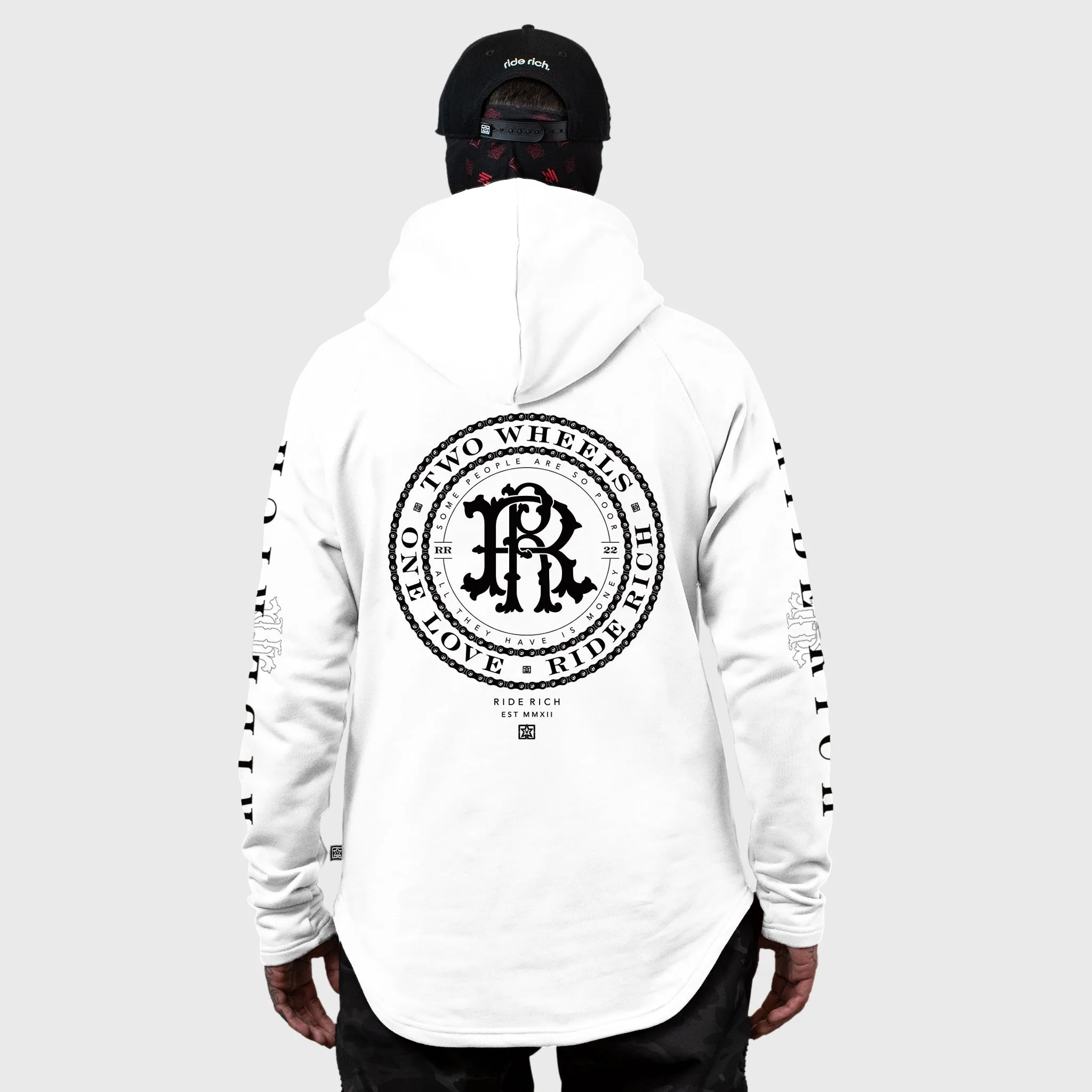 RR Filigree & Chains Scoop Pullover Hoodie {White}