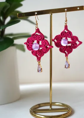 Ruyi Pankou Earrings (Fuchsia)