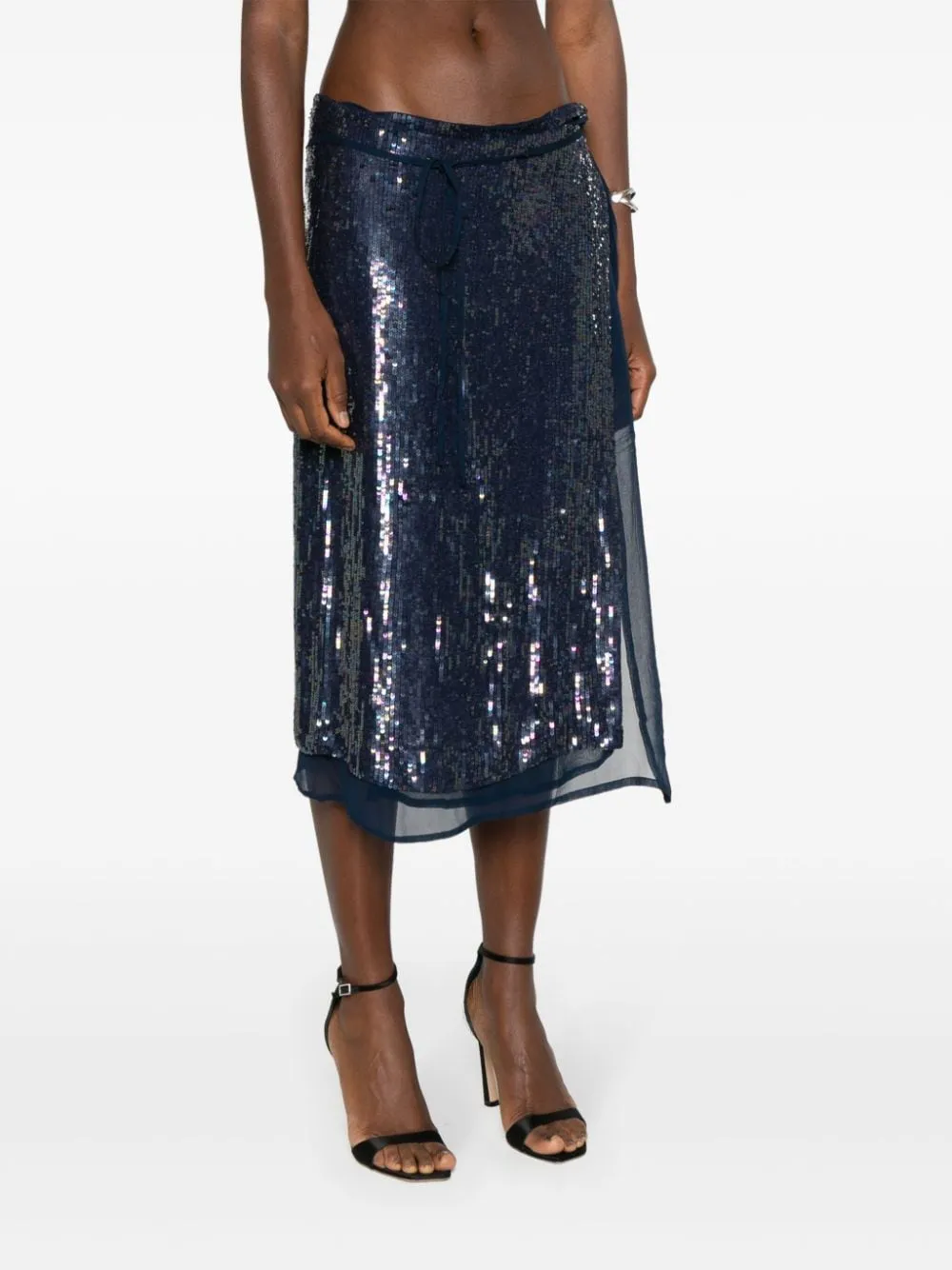 sequin-embellished midi skirt