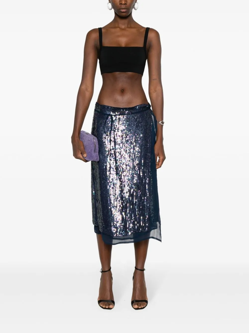 sequin-embellished midi skirt