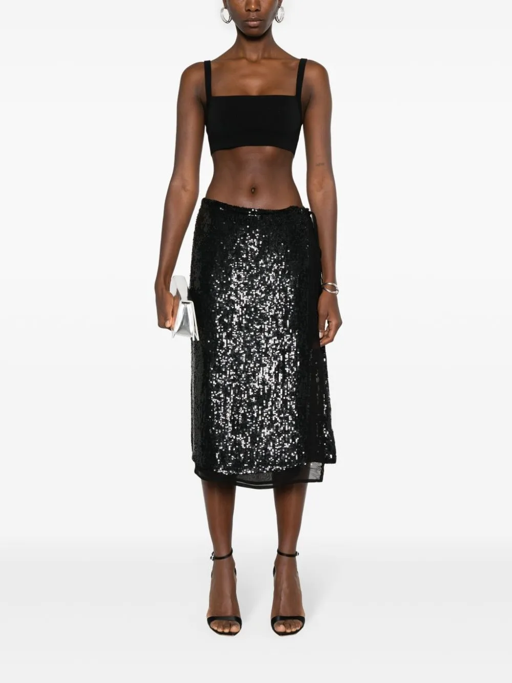 sequin-embellished midi skirt