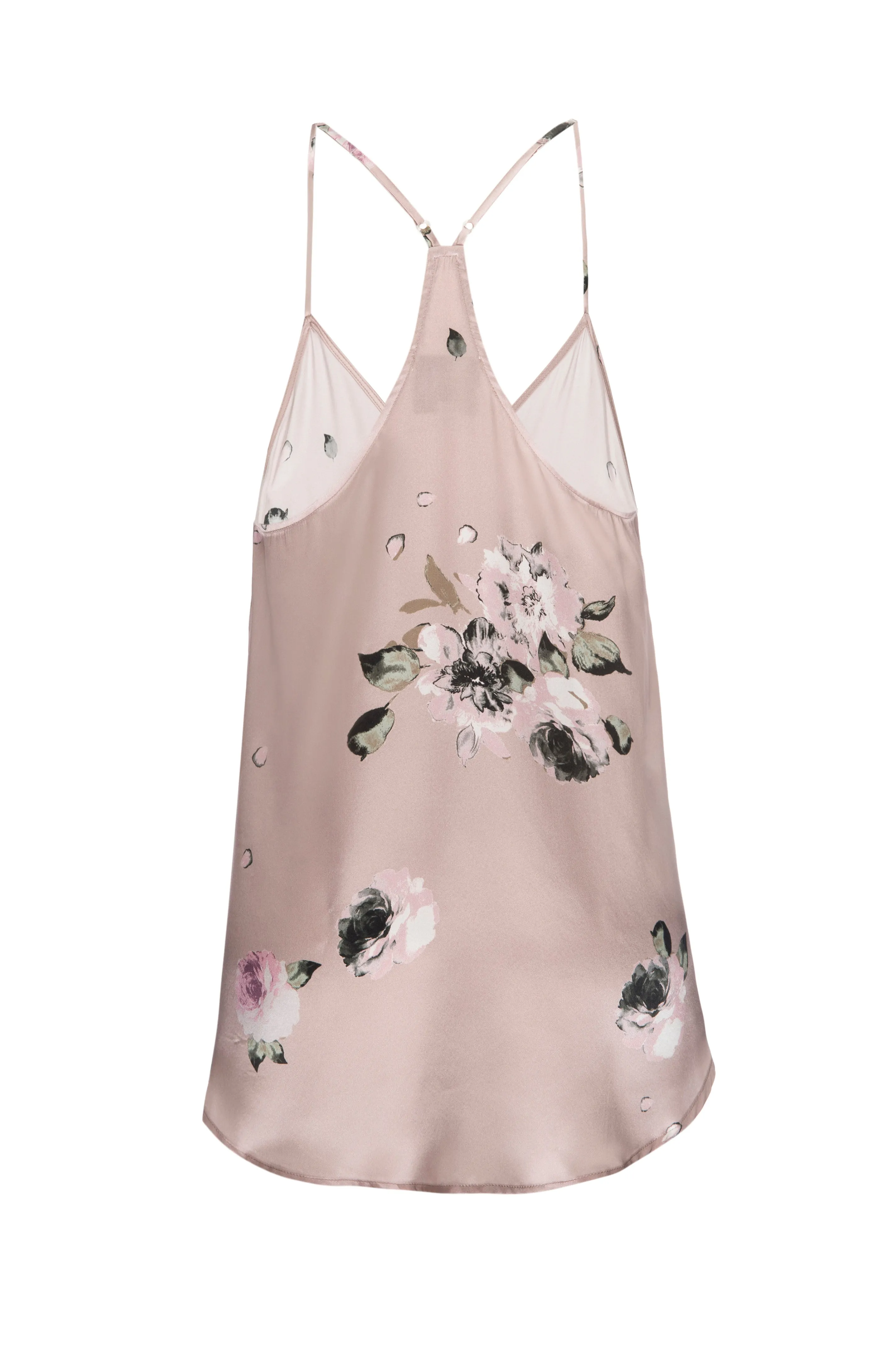 Silk Charmeuse Tank: Champagne Floral Print