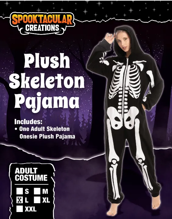 Skeleton Plush Pajamas jumpsuit - Adult