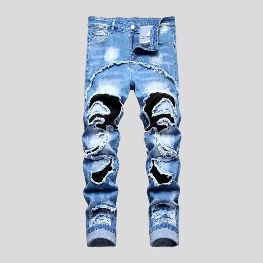 Skinny patchwork jeans
 for men