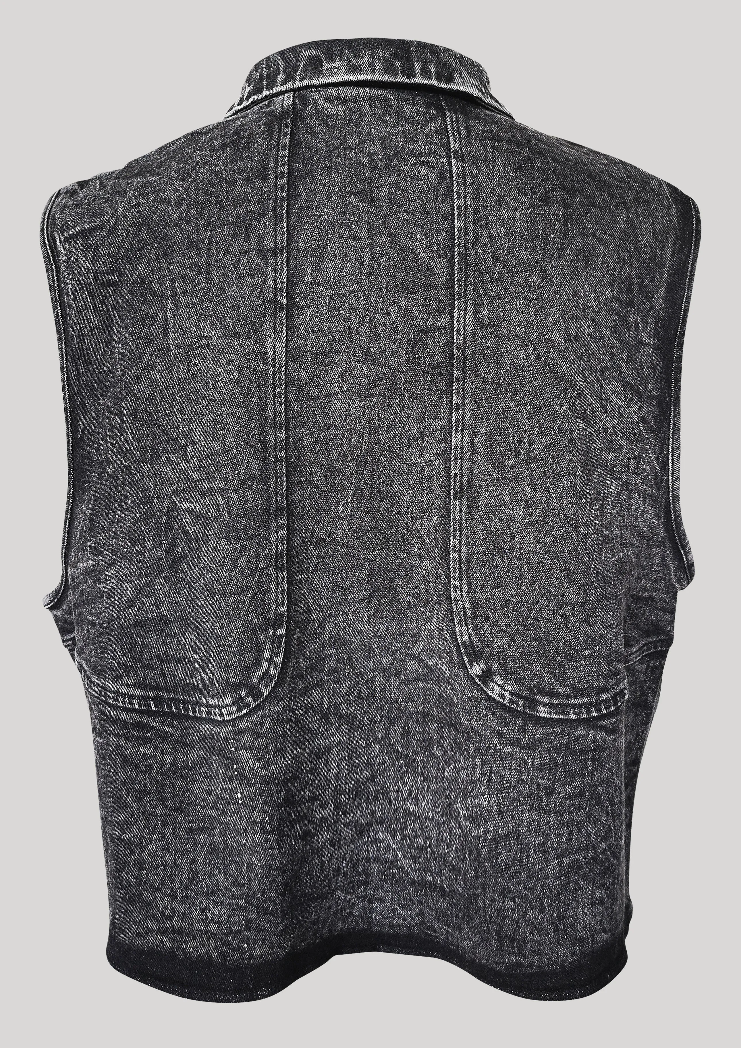 SLEEVELESS SUMMER BLOUSE - DENIM washed black