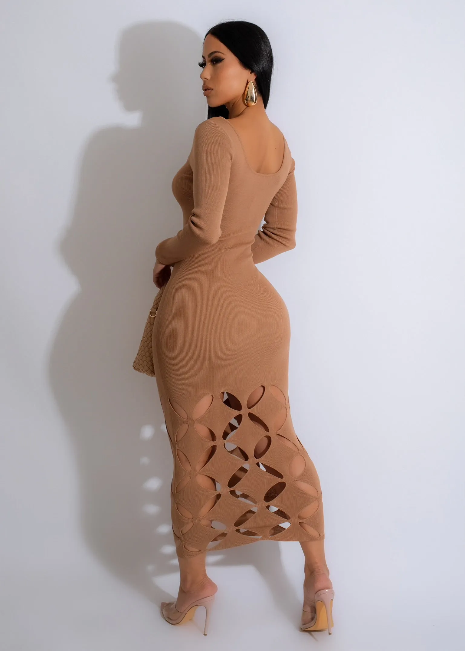 Slender Body Sweater Midi Dress Nude