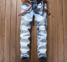 Slim fit Snow Wash Biker Denim Jeans