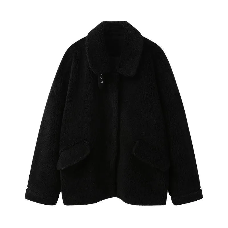 Soft Plush Faux Fur High Collar Coat Jacket