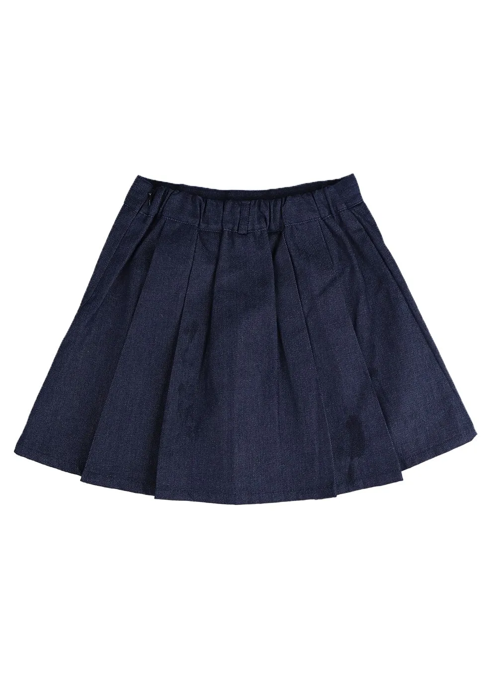 Solid Pleated Denim Mini Skirt IM406