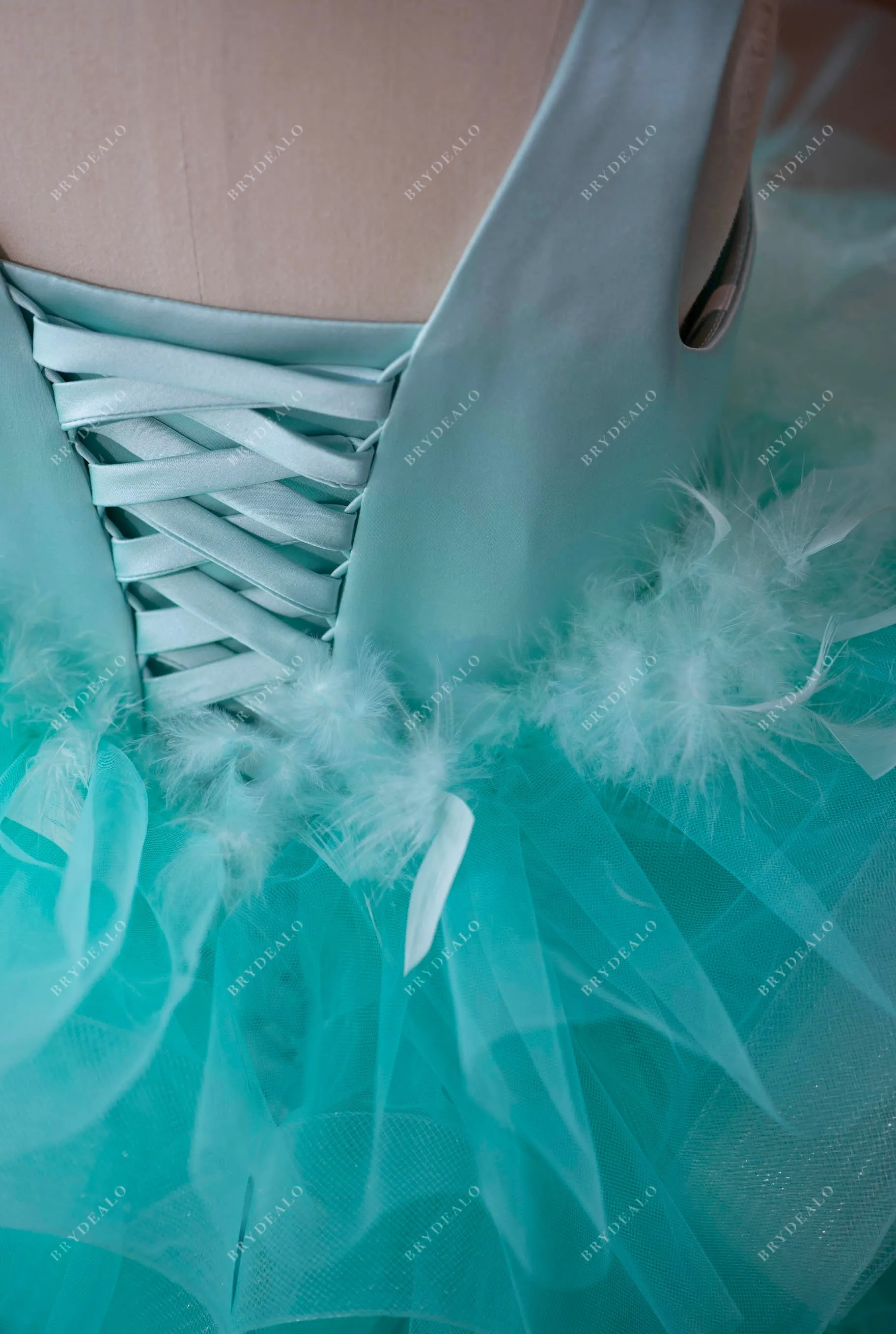 Spa Green Satin Ruffled Tulle Knee Length Flower Girl Dress Online