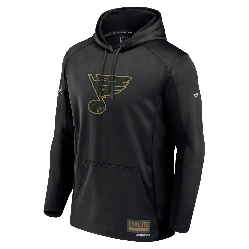 ST. LOUIS BLUES FANATICS AUTHENTIC PRO MILITARY HOODIE - BLACK