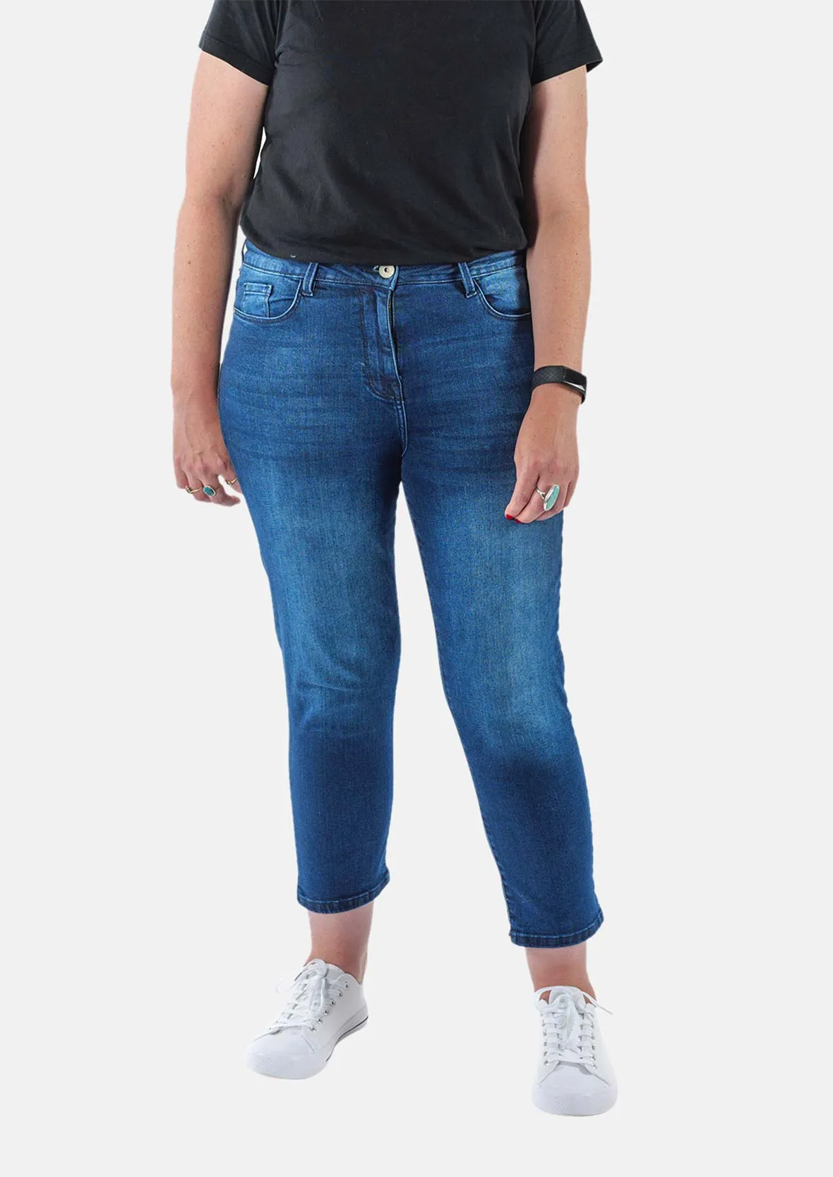 Straight Leg Cropped Stretch Jeans