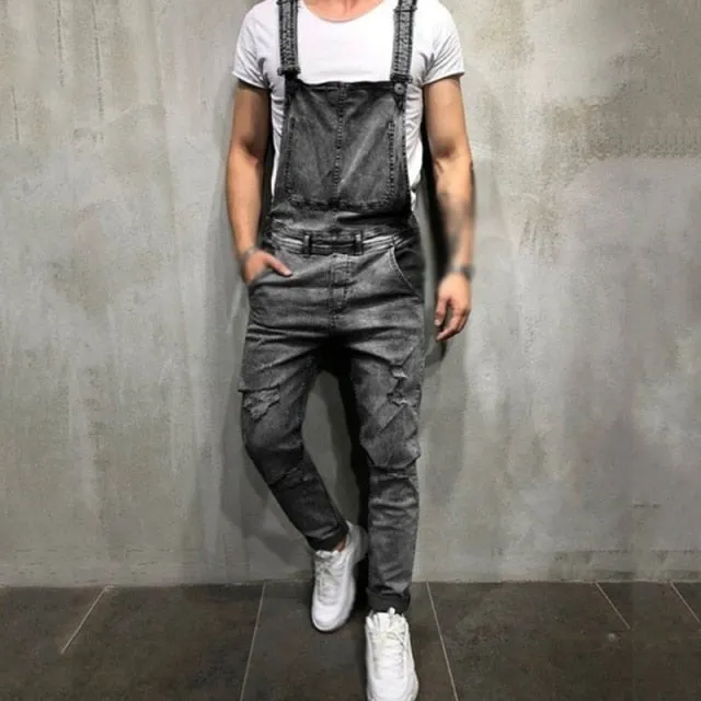 Stretch Jeans Mens Trousers Wild Retro Men's Jeans Streetwear Men Dungarees Jeans Denim Overalls For Men Jean Jumpsuit Straps