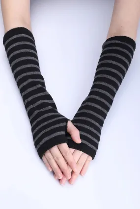 Striped Arm Warmers in Black & Grey by VampireFreaks