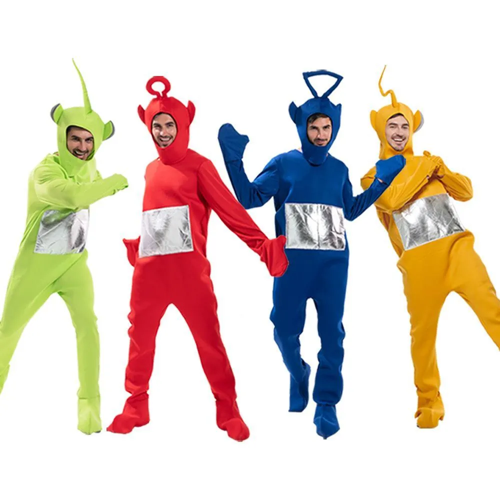 Teletubbies Tinky Winky, Dipsy, Po, Laa-Laa Coral Fleece Onesies Pajamas for Adults