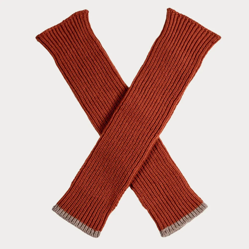 Terracotta and Taupe Cashmere Arm Warmers