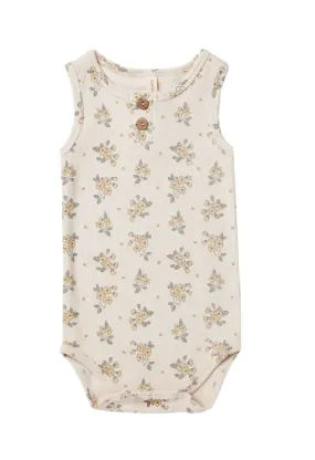 The Sleeveless Henley Bodysuit - Daisy Field - BABY