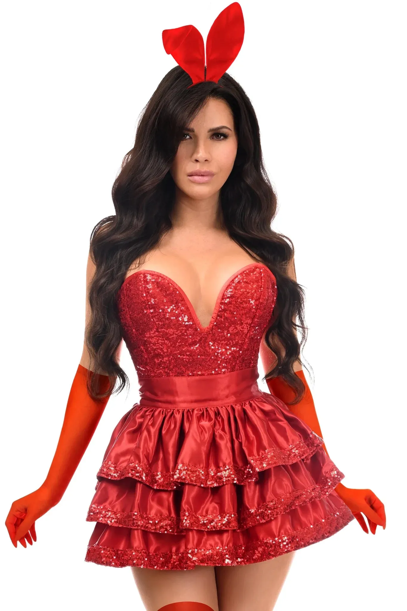 Top Drawer 5 PC Red Sequin Bunny Corset/Skirt Costume