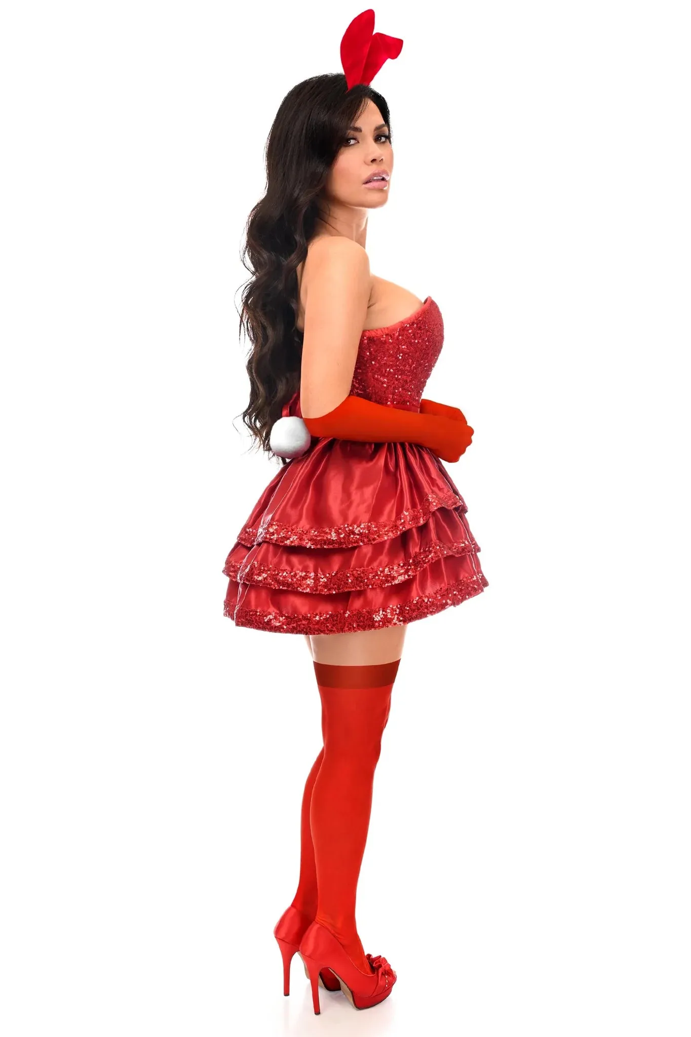 Top Drawer 5 PC Red Sequin Bunny Corset/Skirt Costume