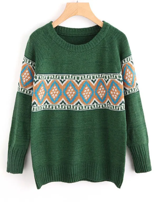 Trendy Geometric Graphic Sweater