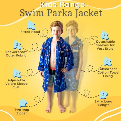 Unisex Swim Parka   Free Swim Bag Water Resistant Warm Coat Water K12