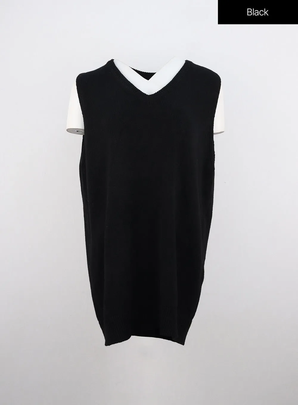 V-Neck Sleeveless Sweater Dress OO312