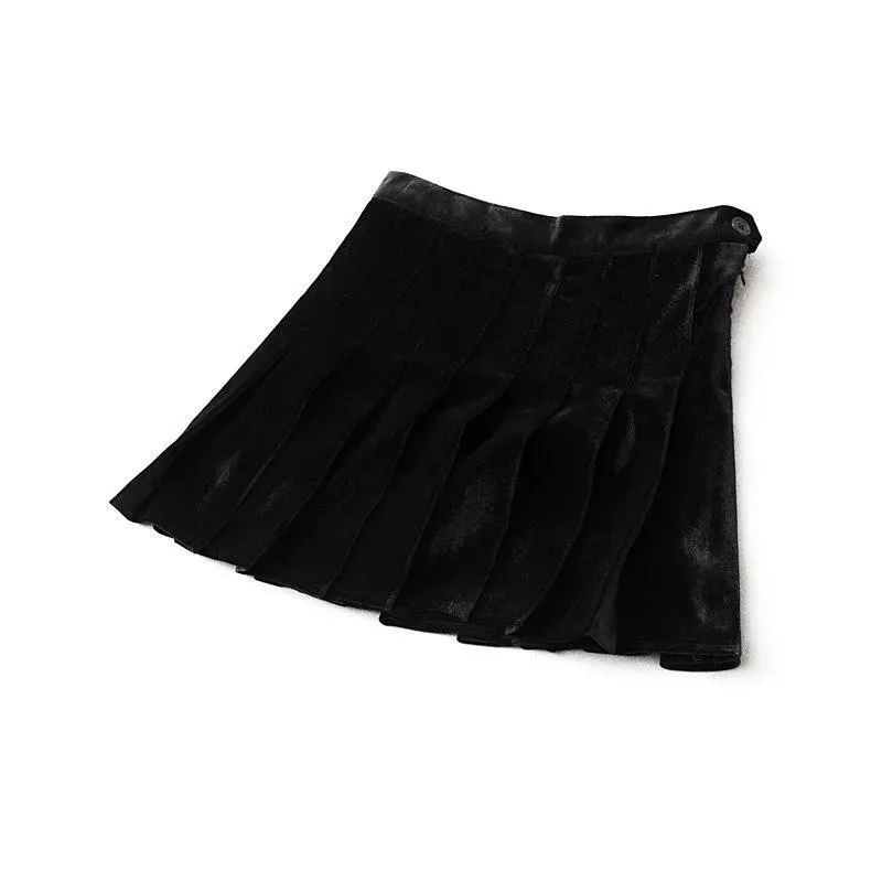 Velvet Shiny Soft Pleated Skirt