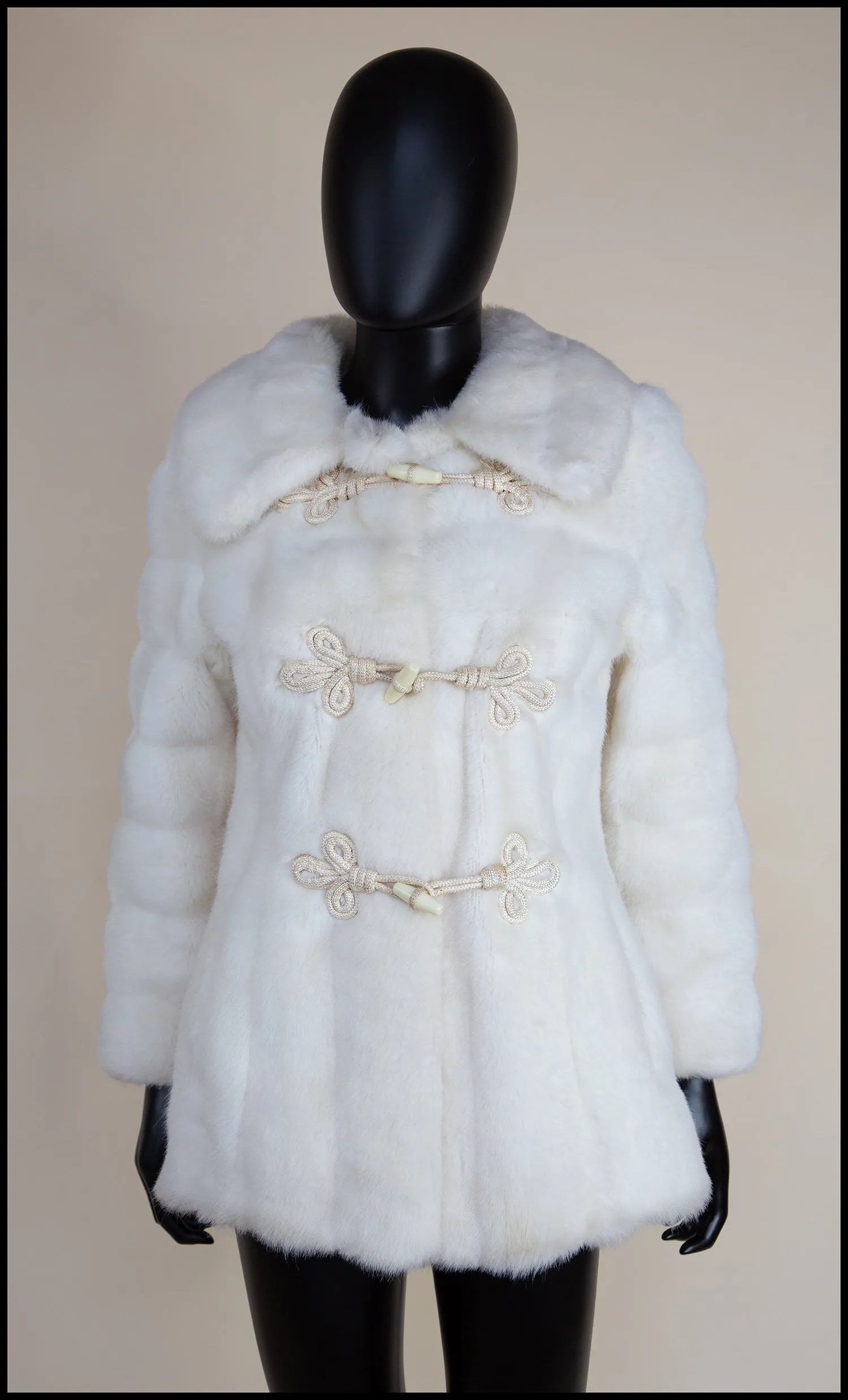 Vintage 1960s Ivory Faux Fur Coat (as is)