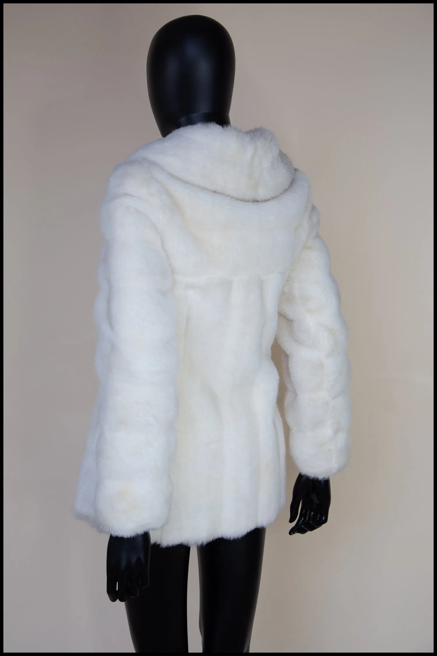 Vintage 1960s Ivory Faux Fur Coat (as is)