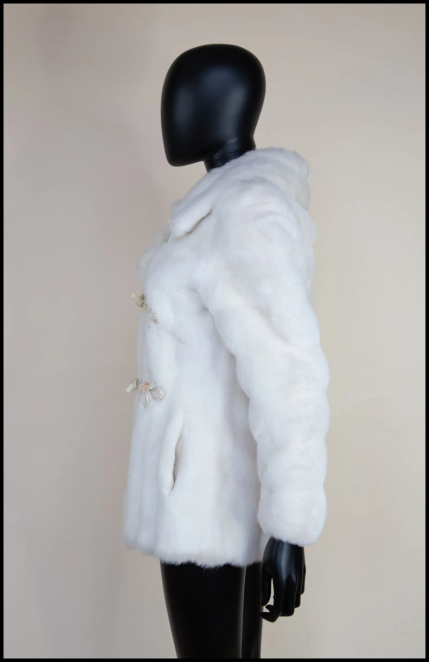 Vintage 1960s Ivory Faux Fur Coat (as is)