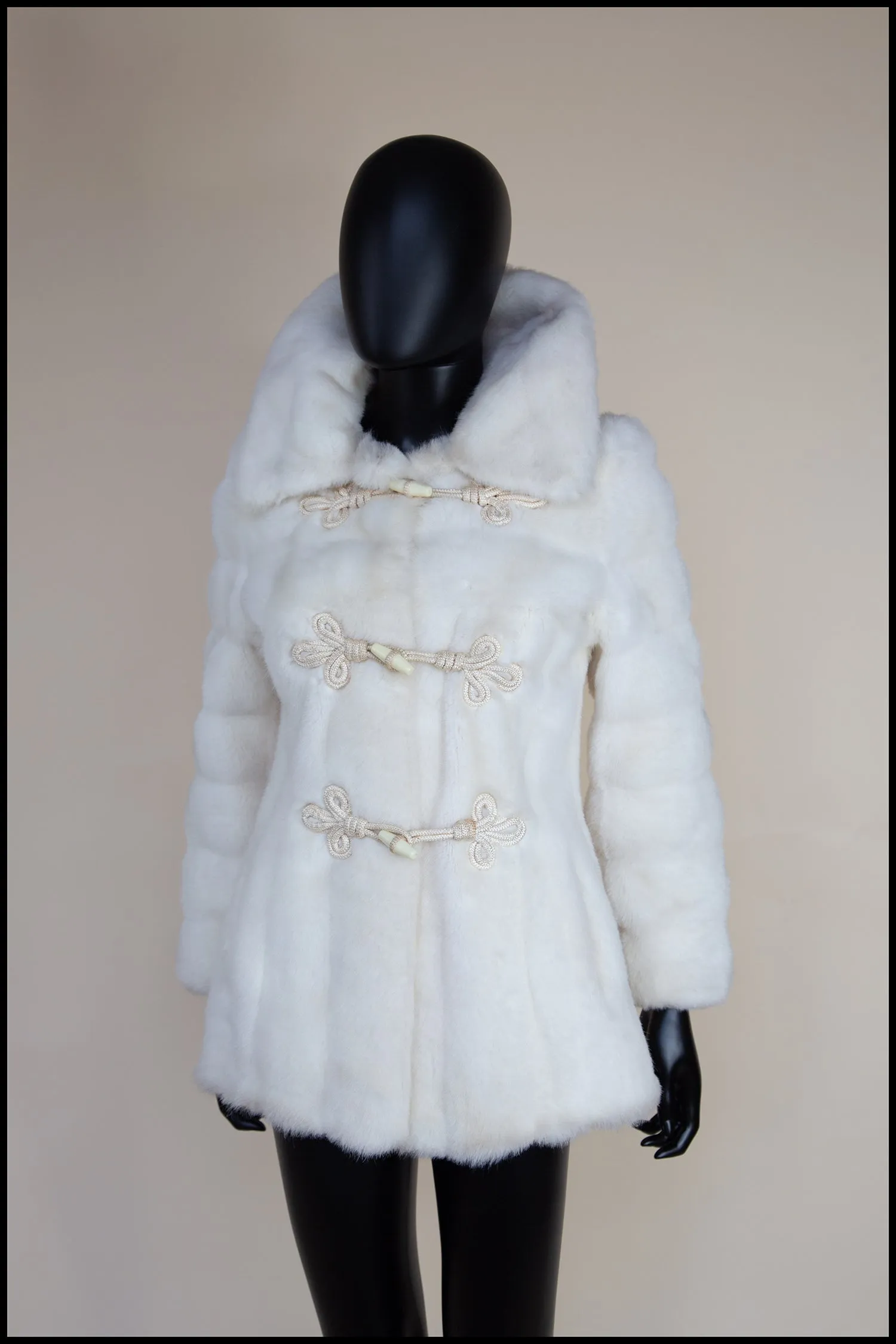 Vintage 1960s Ivory Faux Fur Coat (as is)