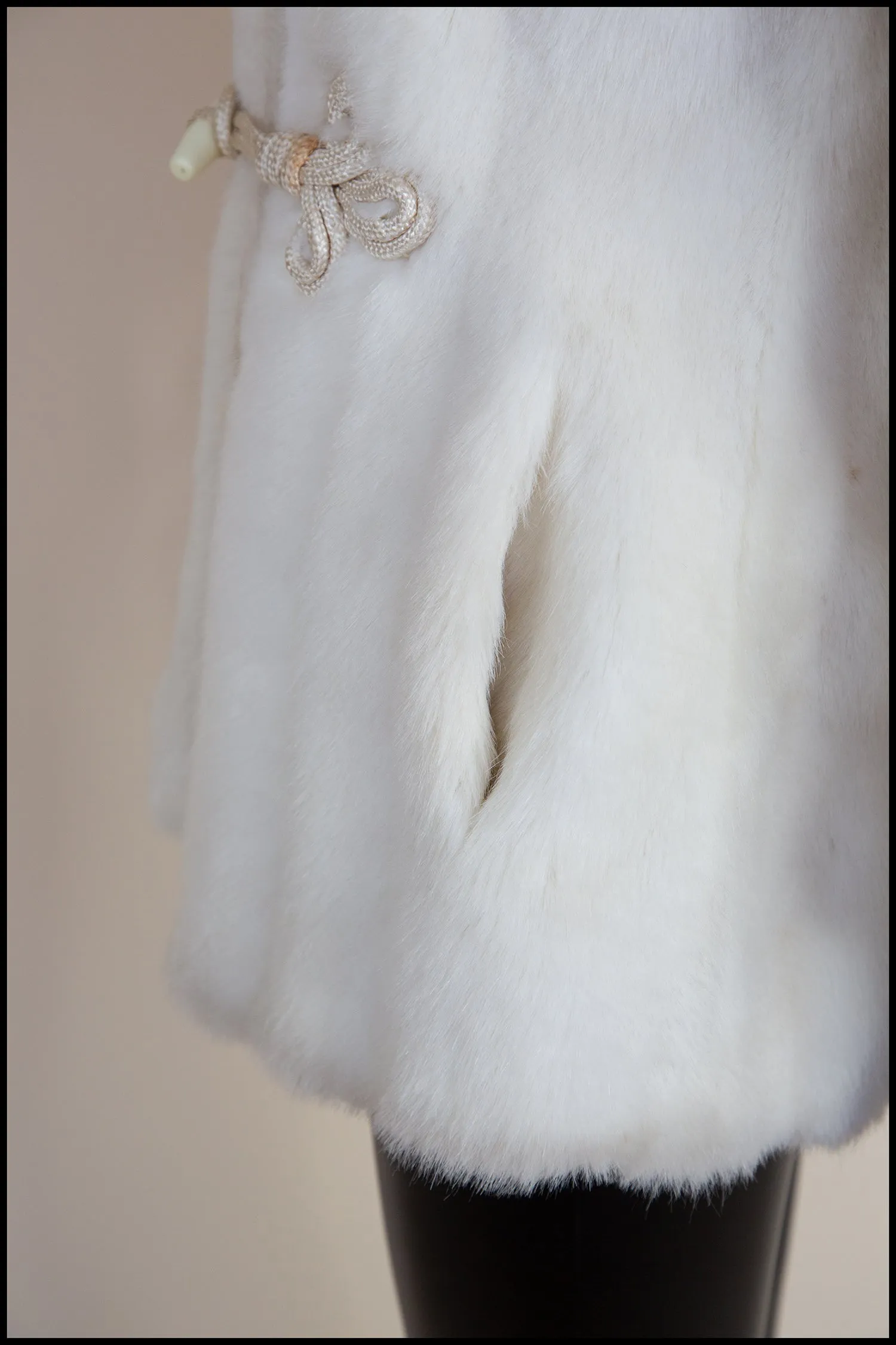 Vintage 1960s Ivory Faux Fur Coat (as is)