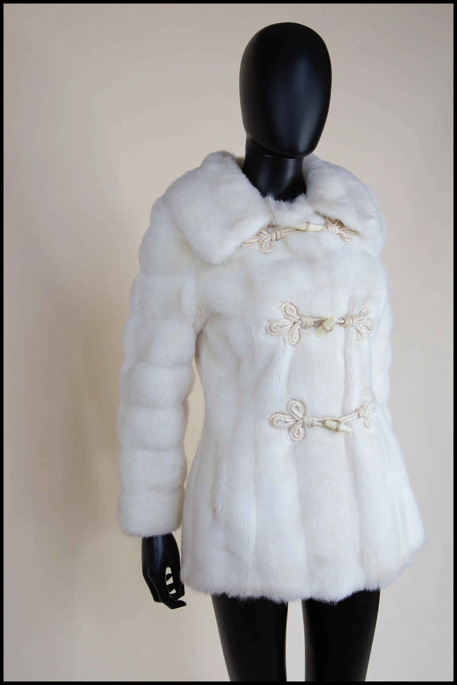 Vintage 1960s Ivory Faux Fur Coat (as is)