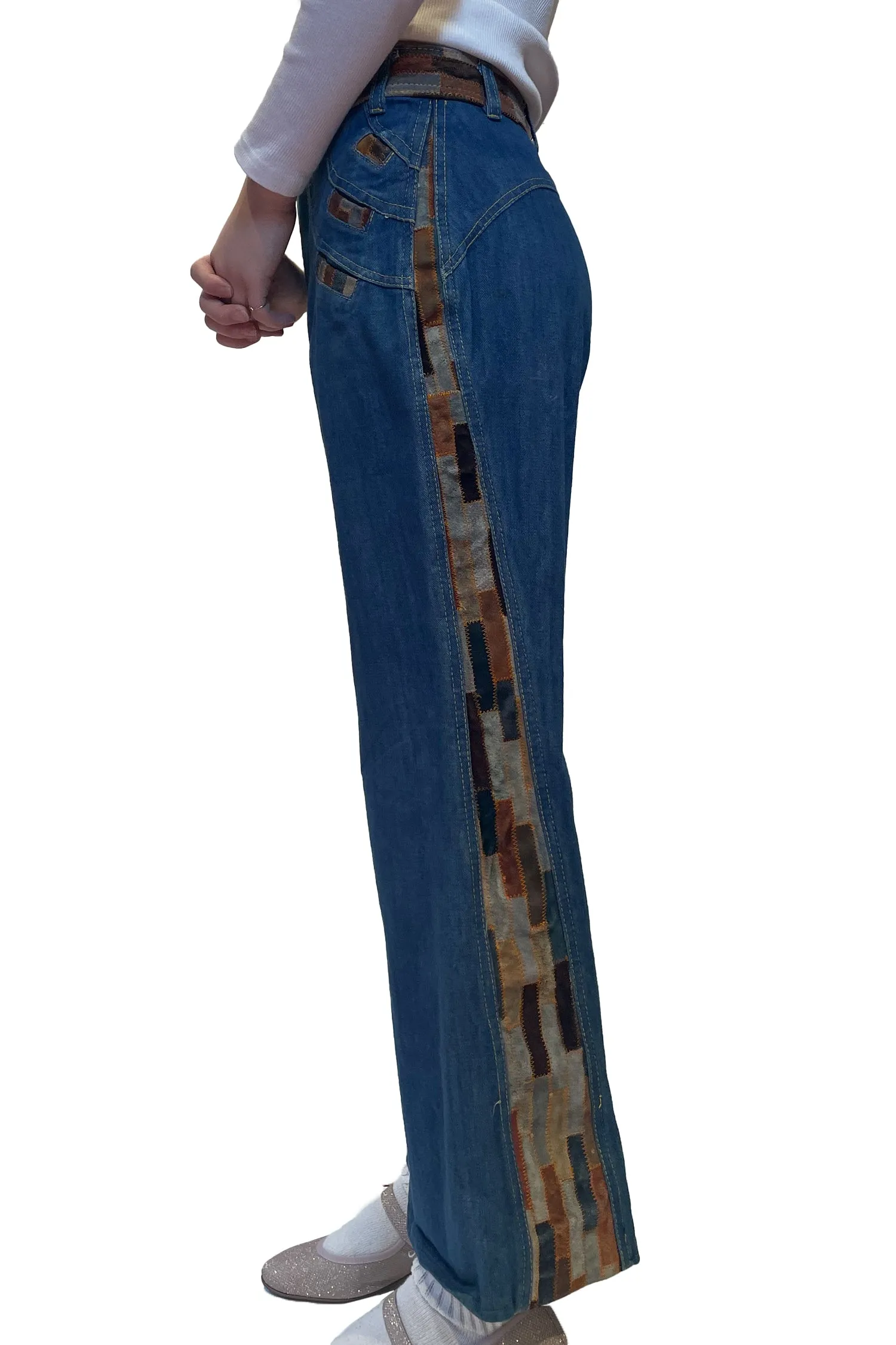 Vintage 70's Laura Accessories Inc Denim Patchwork Jeans