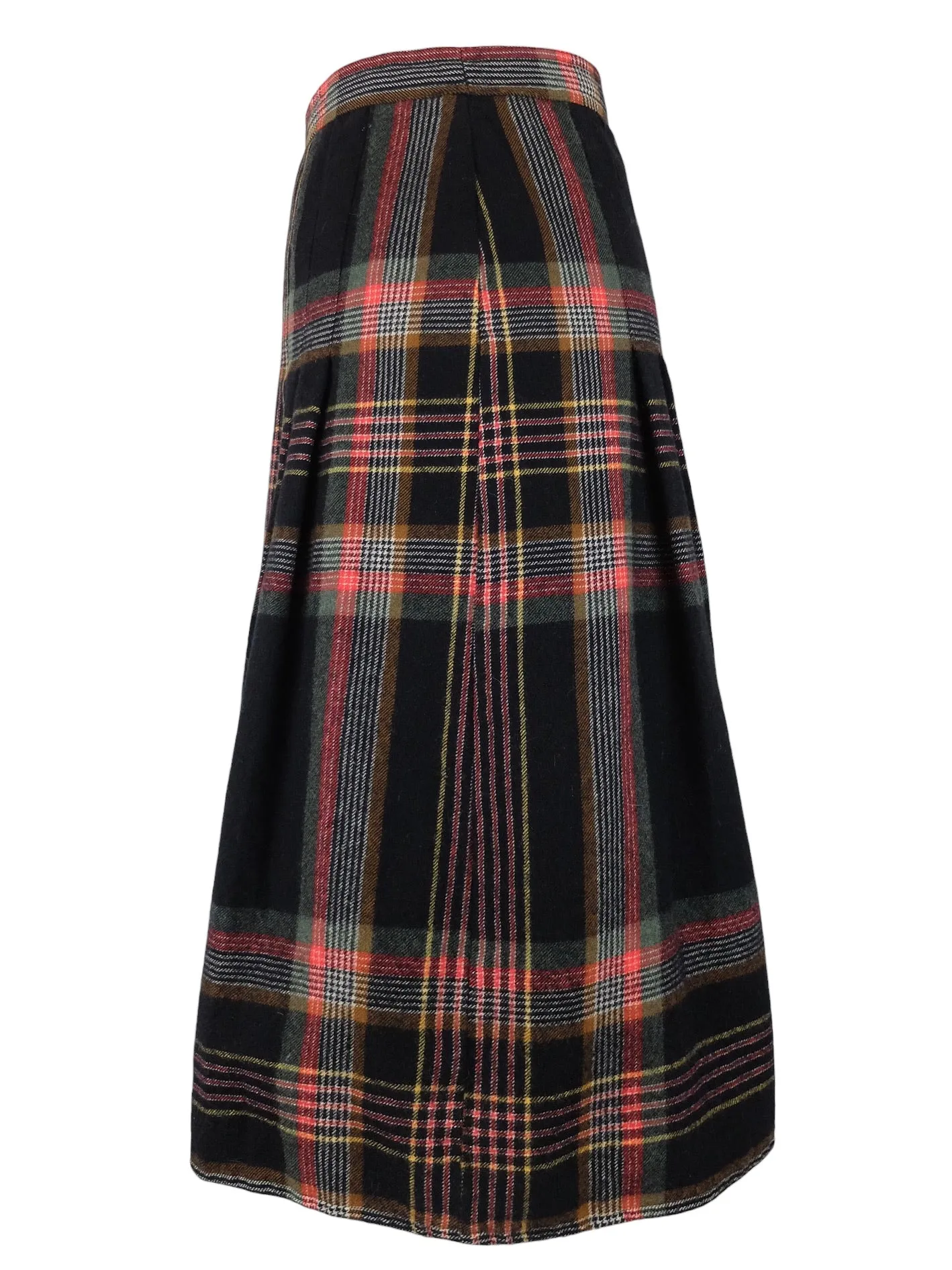 Vintage 70s Mod Chic Schoolgirl Academia Punk Style High Waisted Wool A-Line Pleated Midi Skirt | 30 Inch Waist