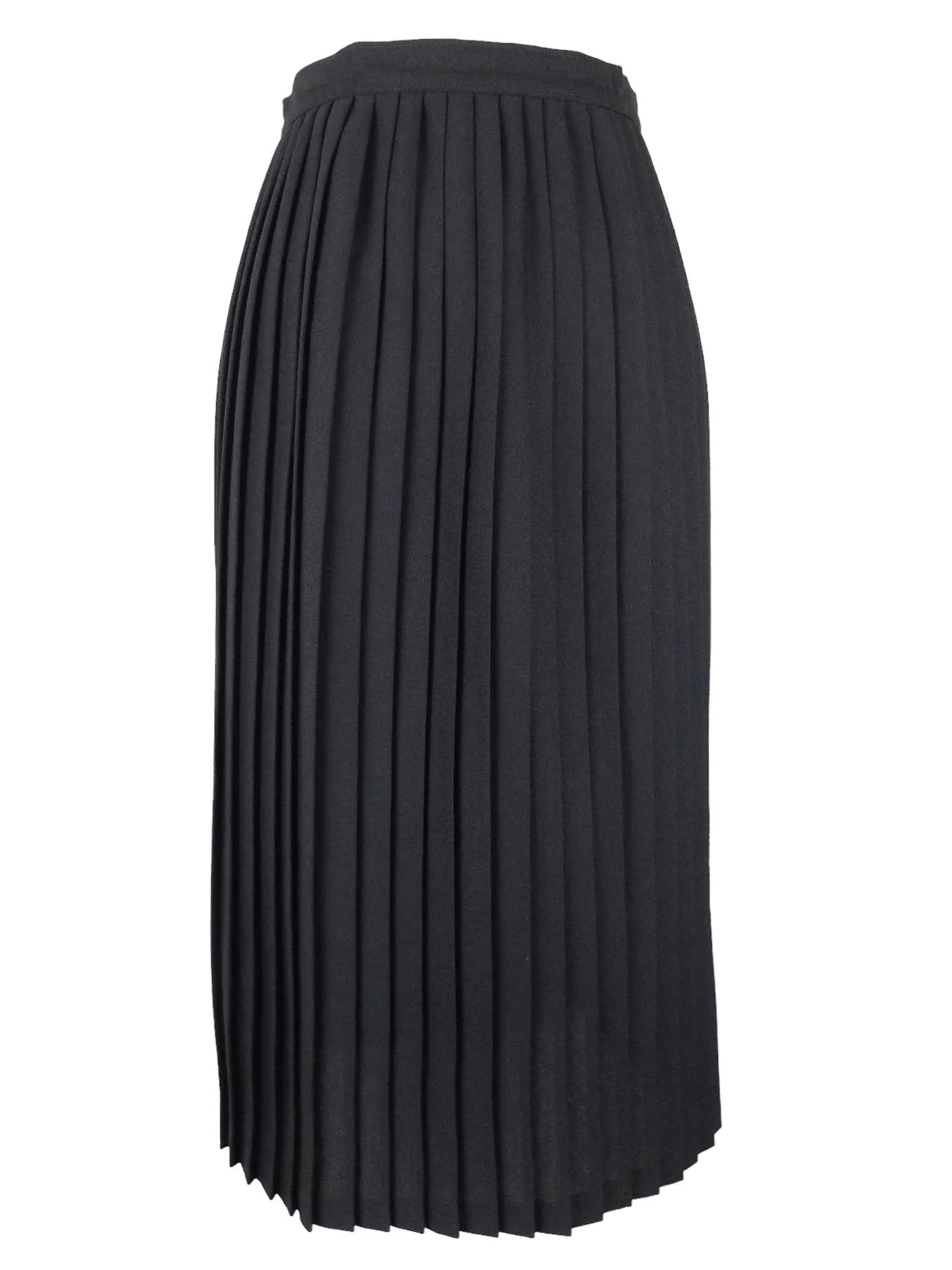 Vintage 90s Mod Chic High Waisted Black Basic Pleated Straight Silhouette Midi Skirt | 26 Inch Waist