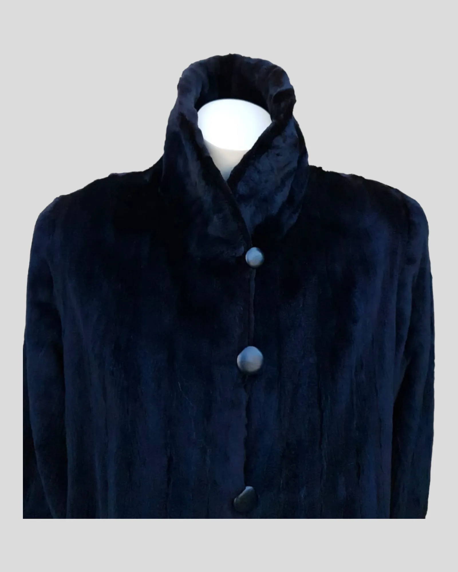 Vintage Black Dyed Sheared Mink Fur Coat -L