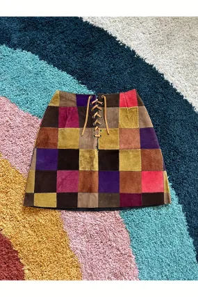 Vintage RARE Patchwork Suede Skirt