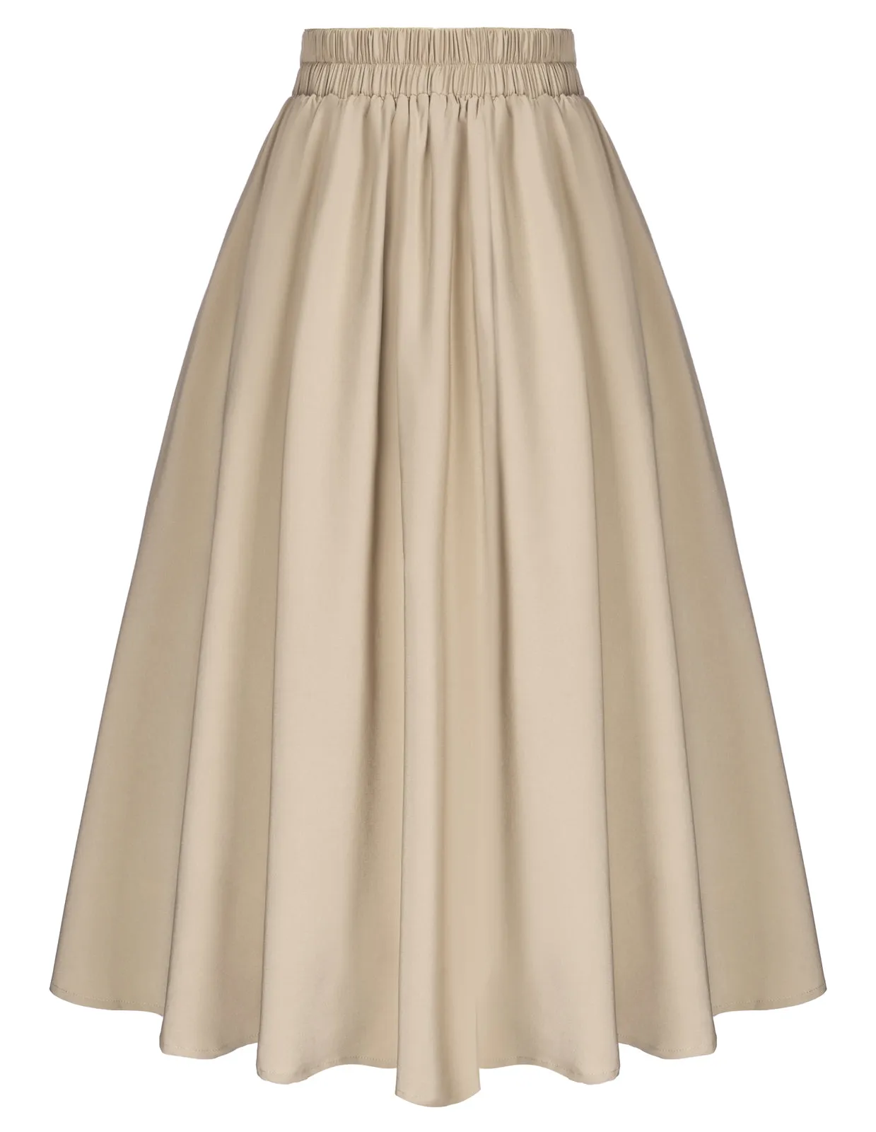 Vintage Skirts with Side Slit High Waisted Midi A-Line Flowy Skirts with Pockets