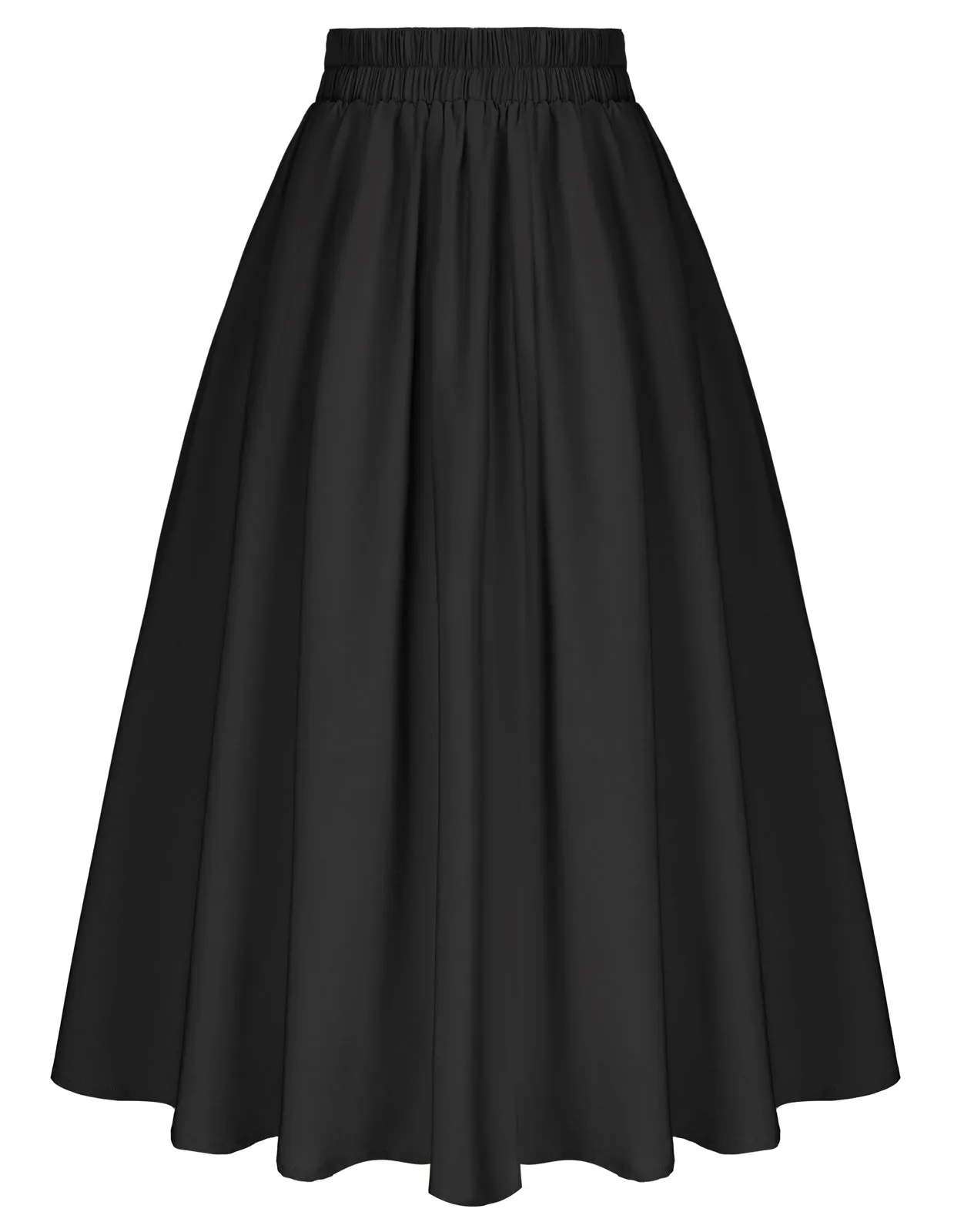 Vintage Skirts with Side Slit High Waisted Midi A-Line Flowy Skirts with Pockets