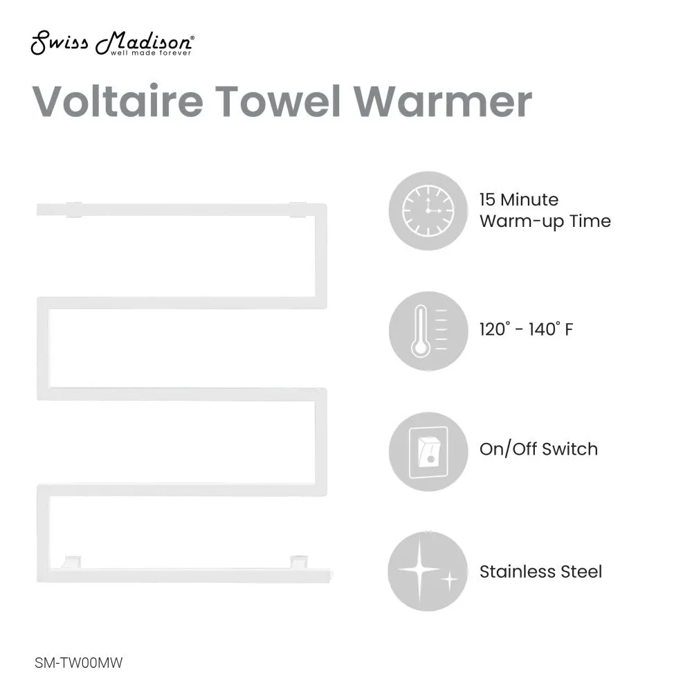 Voltaire 5-Bar Electric Towel Warmer in Matte White