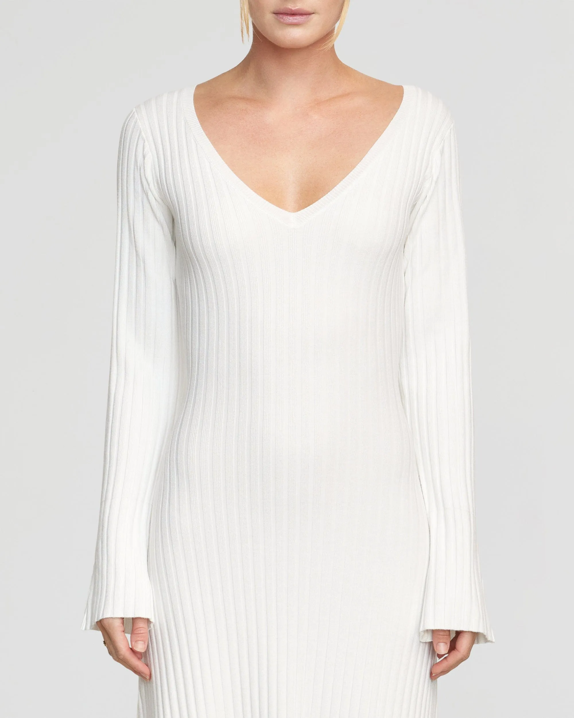 Wesley Ribbed V-Neck Sweater Dress