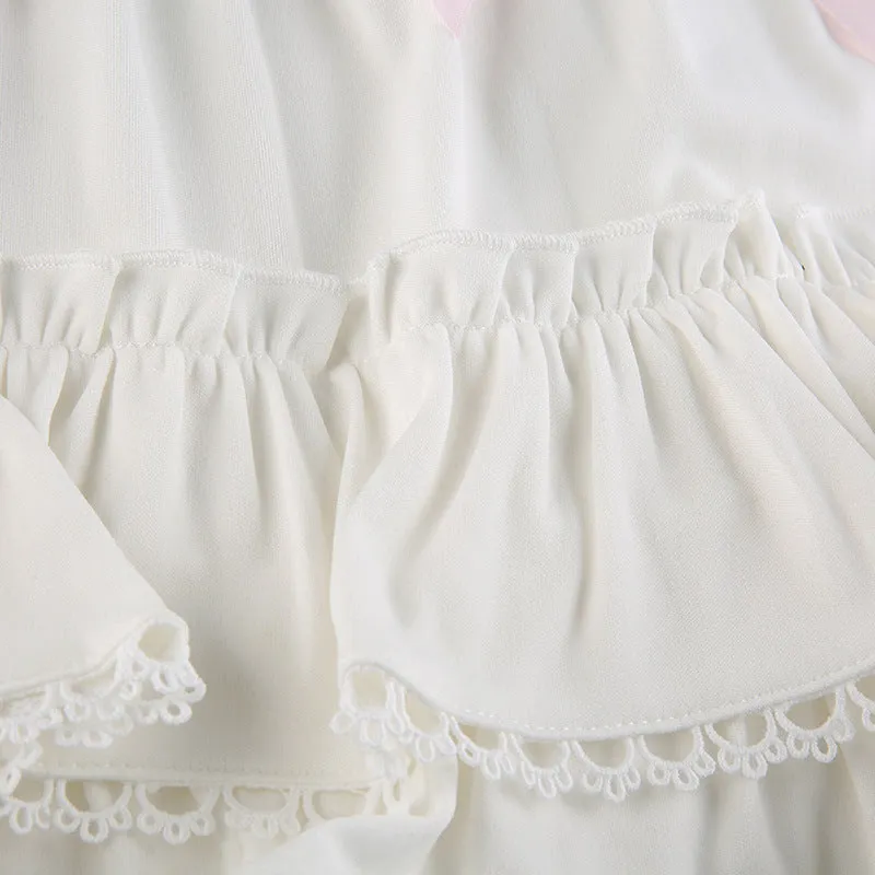 White Lace Ruffled Skirt