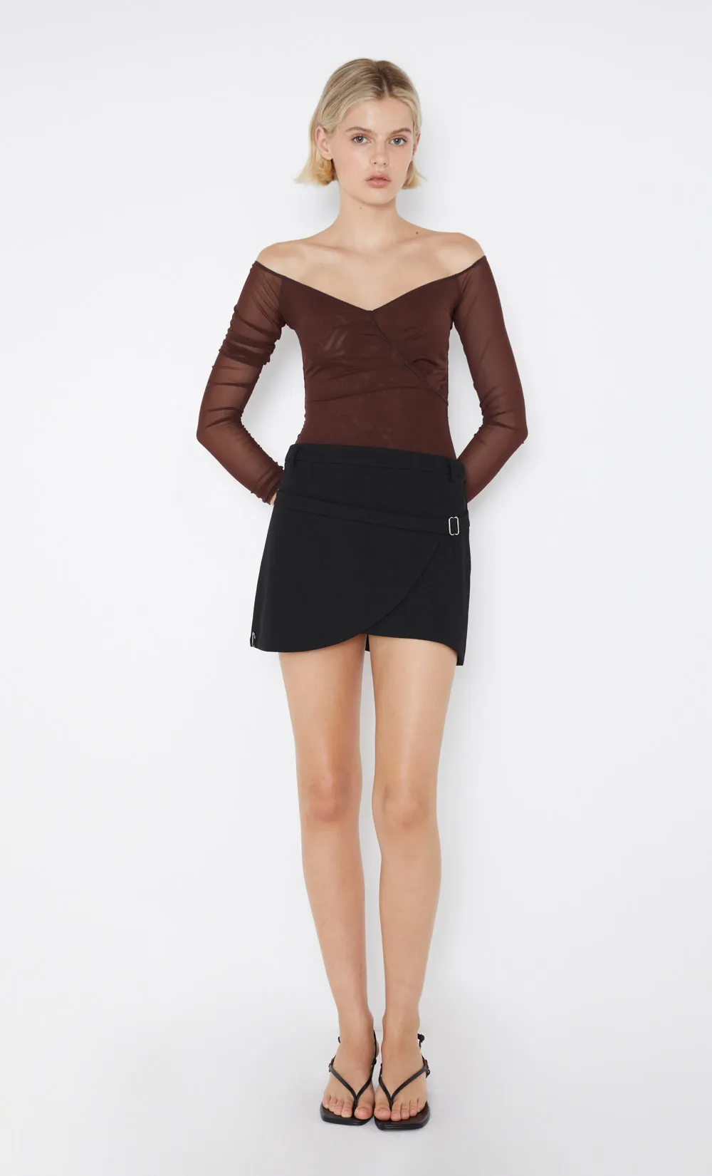 WILDER WRAP MINI SKIRT - BLACK