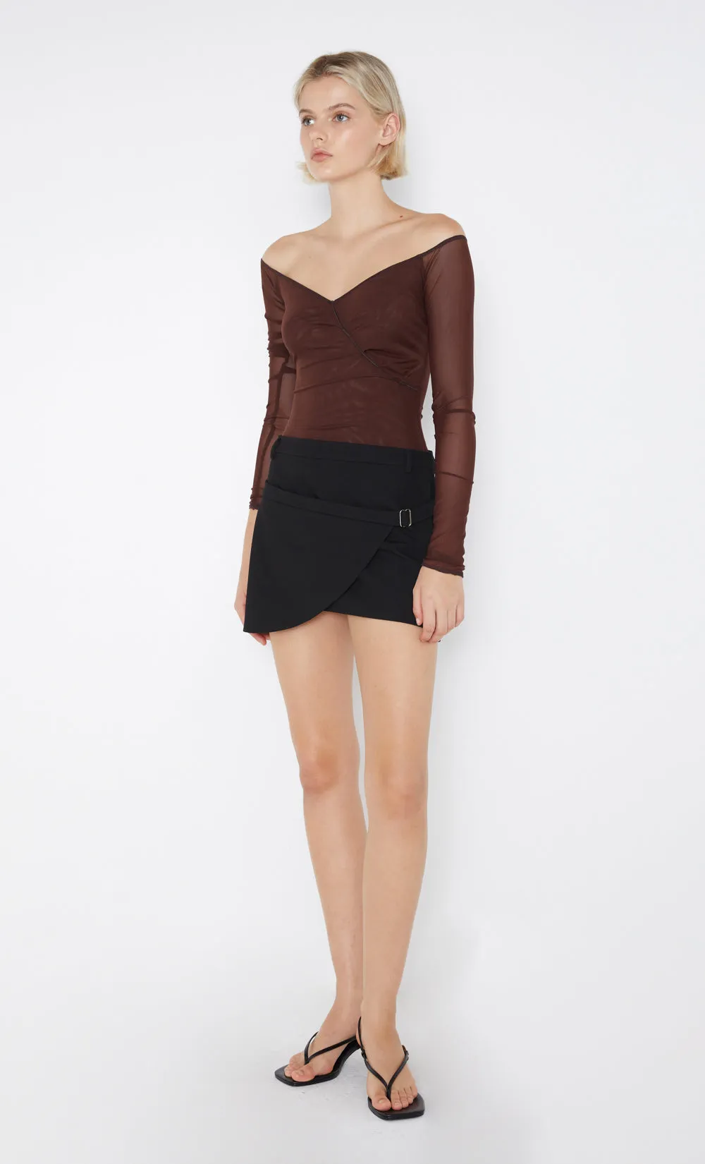 WILDER WRAP MINI SKIRT - BLACK