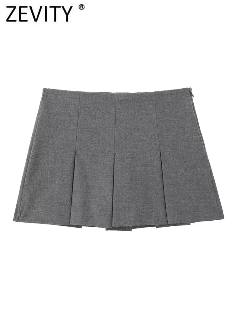 Women High Waist Wide Pleats Design Slim Shorts Skirts Female Side Zipper Culottes Hot Shorts Chic Pantalone Cortos P2576