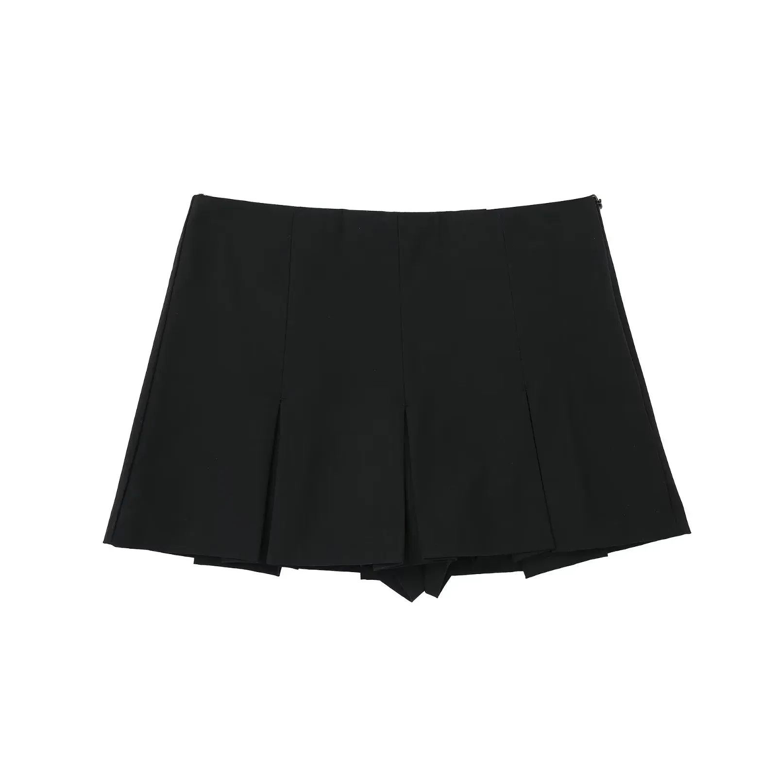 Women High Waist Wide Pleats Design Slim Shorts Skirts Female Side Zipper Culottes Hot Shorts Chic Pantalone Cortos P2576