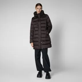 Women's Animal free Puffer Coat Dalea with Faux Fur Collar in Brown Black